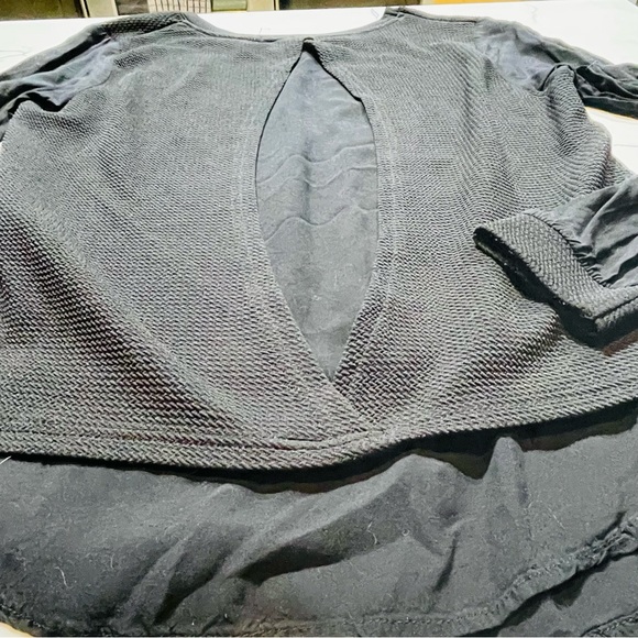 🌸3 for $20 layered Blouse Black Long Sleeve Top Size S Petit - Picture 12 of 15